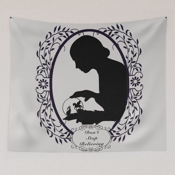 Item preview, Silhouette Young Woman  With Fairy Princess and Pegasus| Victorian Frame| Motivational Quote| Banner| Victorian Wall Art| Halloween Wall Art designed and sold by Monica Laipple.