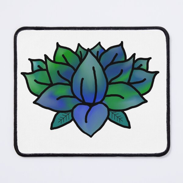 Blue-Green Lotus Flower Option 2 Mouse Pad