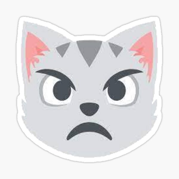 Cute Gray Kitty Cat Face Emoji - Angry Vinyl Decal Sticker – Shinobi  Stickers