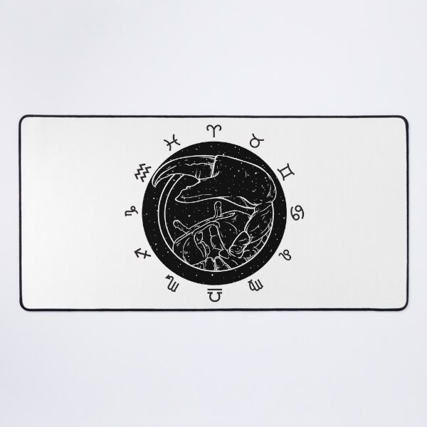 Cancer zodiac black and white design Desk Mat