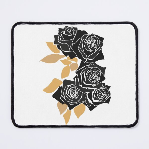 Item preview, Coming Up Roses in Black & Gold Digital Art Print designed and sold by lineartdesigns.