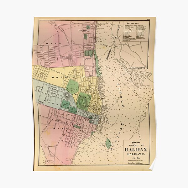 "Vintage Map of Halifax Nova Scotia (1878)" Poster for Sale by