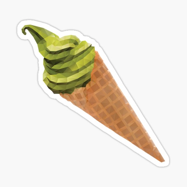 Matcha Soft Serve Icecream Polygon Art Sticker