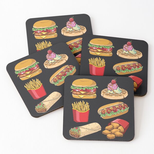 Item preview, Fast Food Snack - Burger, Waffle & Ice Cream, Fries, Hot Dog, Burrito and Nuggets designed and sold by Alicia Chee.