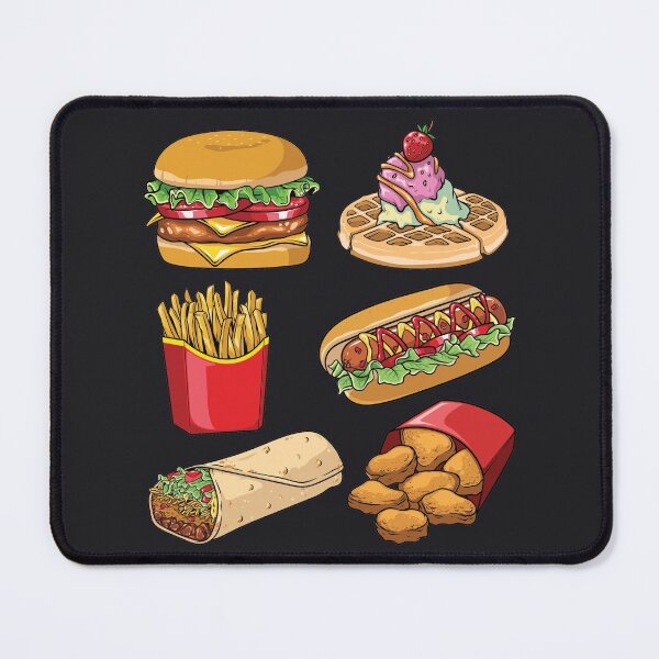Item preview, Fast Food Snack - Burger, Waffle & Ice Cream, Fries, Hot Dog, Burrito and Nuggets designed and sold by Alicia Chee.