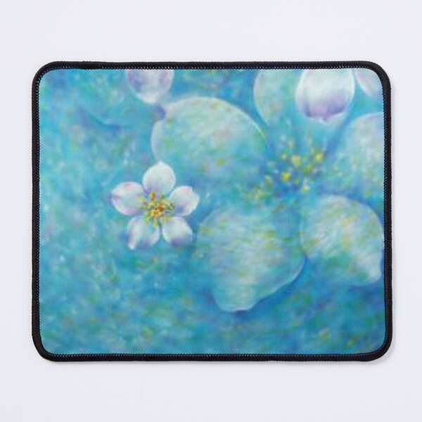 Item preview, White Flowers on Blue Green Painting designed and sold by WLHmedia.com .