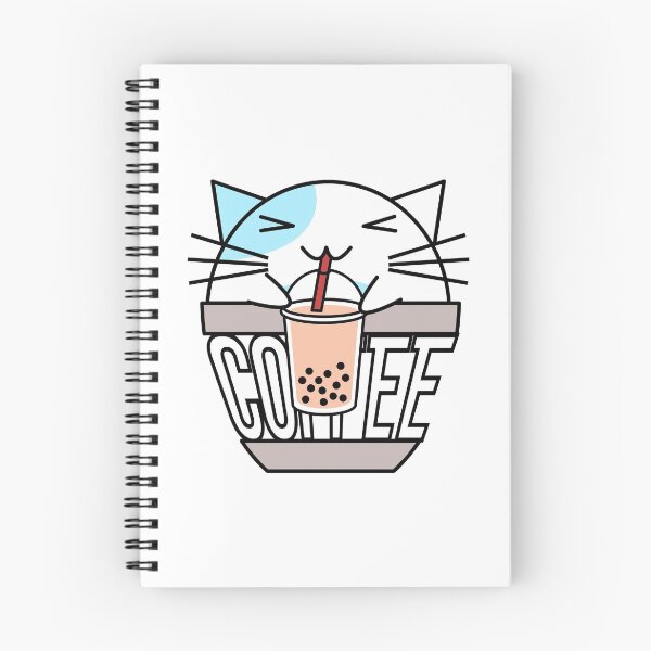 Artikelvorschau, Katze in Kaffeetasse mit verzerrtem Text trinkt Boba hellblau entworfen und verkauft von CoffeewithKitty.