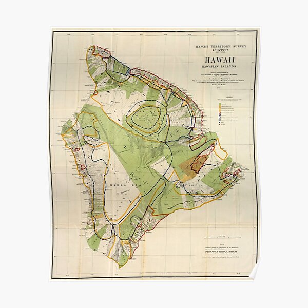 Vintage Map of Hawaii Island (1906) Poster