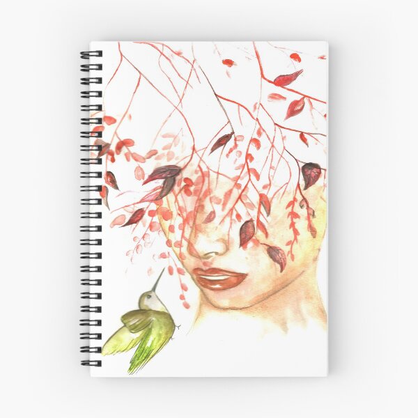 Item preview, Woman with the Humming bird watercolor painting designed and sold by TextureTones.