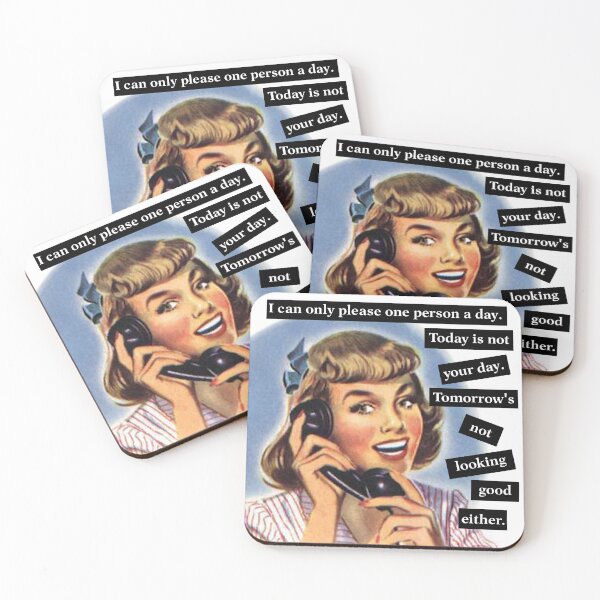 Item preview, Today Is Not Your Day Retro Vintage Look Woman on Phone designed and sold by GreenCarbon2112.