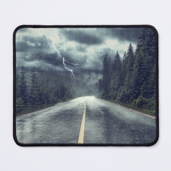 Item preview, Rain & Lighting Storm Over Forest Road designed and sold by NoSpecialShop.