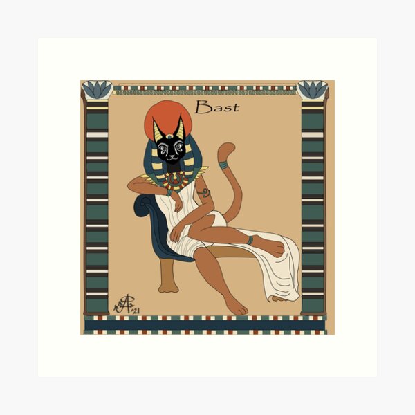 Bast, Ancient Egyptian Goddess of Pleasure and Cats Art Print
