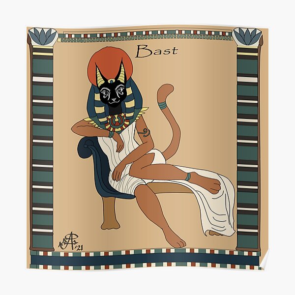 Bast, Ancient Egyptian Goddess of Pleasure and Cats Poster