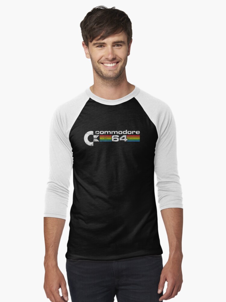 Thumbnail 1 von 3, Baseballshirt mit 3/4-Arm, Commodore 64 Retro-Logo designt und verkauft von DzineMon.