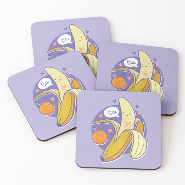 Item preview, Hi Cutie - Banana & Mandarin Cute and Funny Fruit Illustration designed and sold by CircusCreative.
