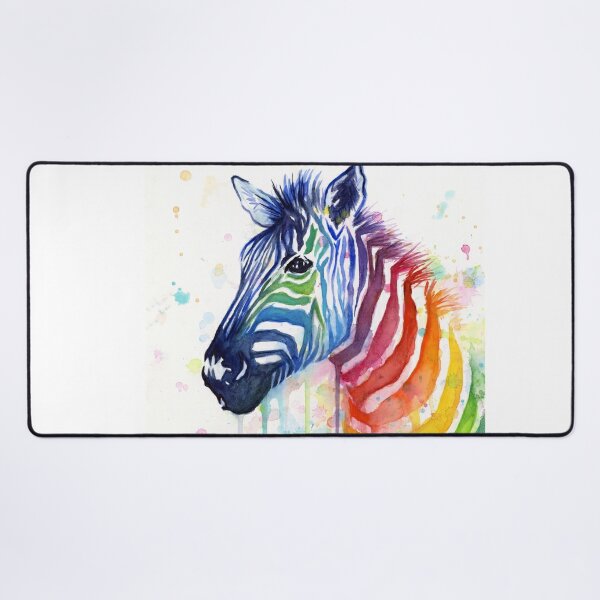 Zebra Watercolor Rainbow Animal Painting Ode to Fruit Stripes Art Print by  Olechka