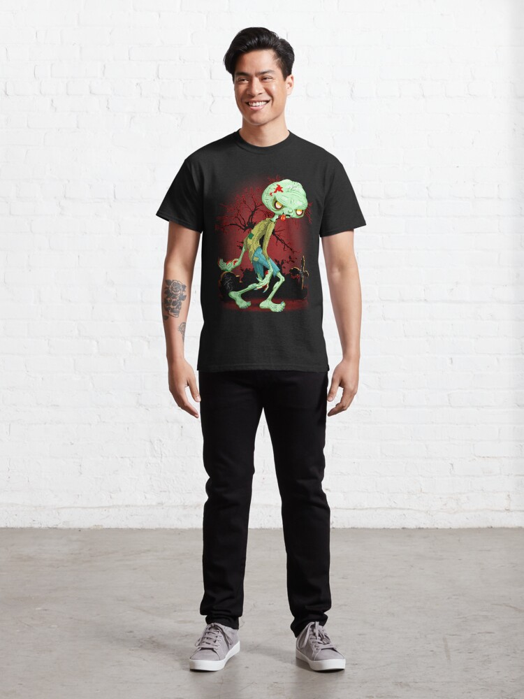 Alternate view of Zombie Creepy Monster Cartoon walking on cemetery Classic T-Shirt