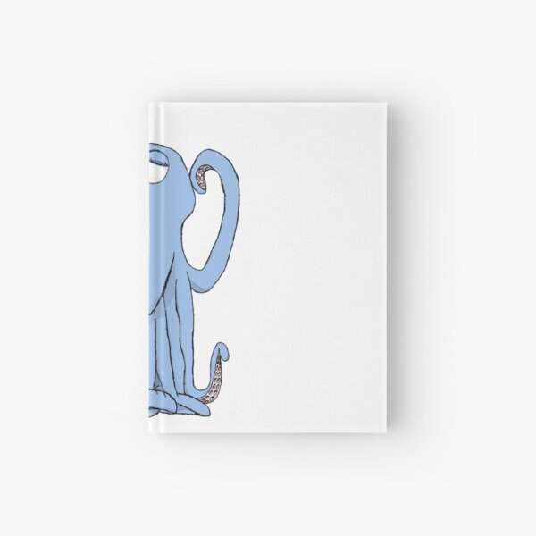 Thoughtful scratching blue octopus Hardcover Journal