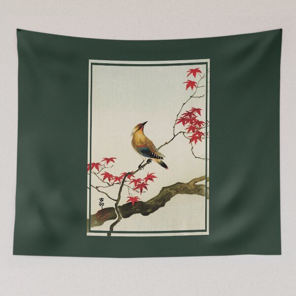 Item preview, Japanese plague bird on maple by Ohara Koson designed and sold by DragonXX.
