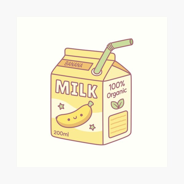 Cute Banana Milk Carton Box Art Print For Sale By Rustydoodle Redbubble