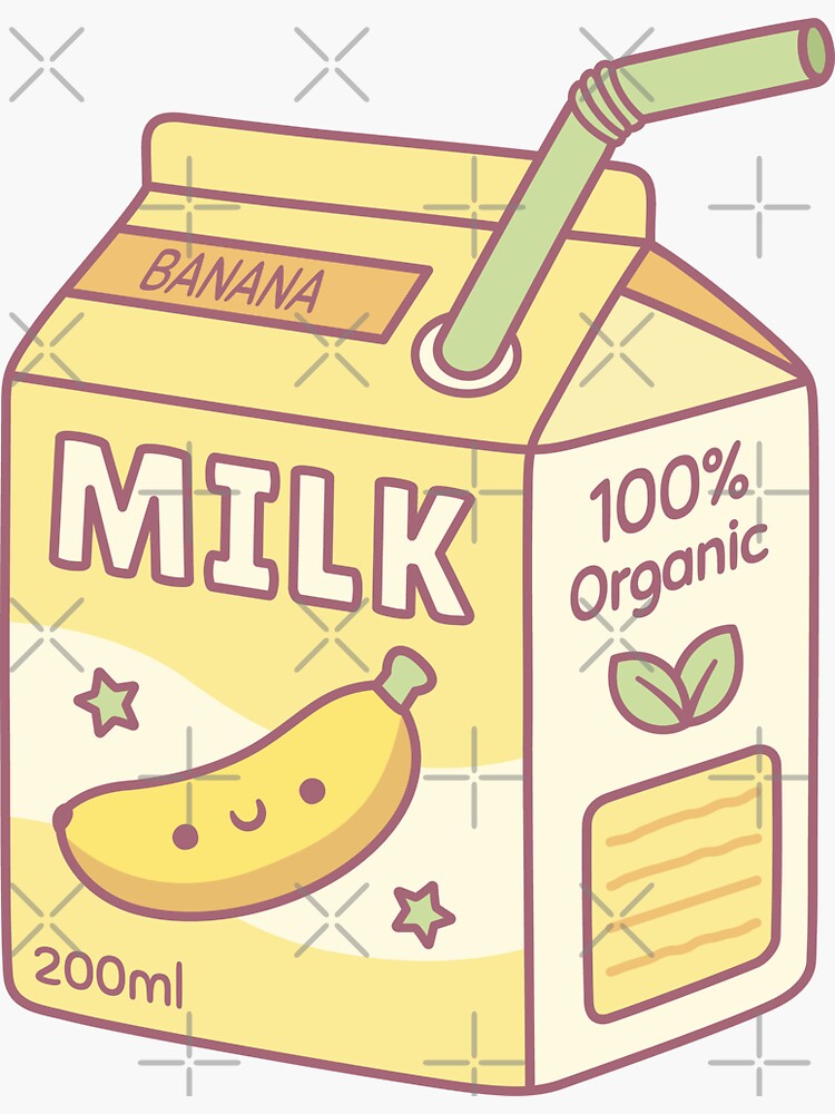 "Cute Banana Milk Carton Box" Sticker for Sale by rustydoodle Redbubble