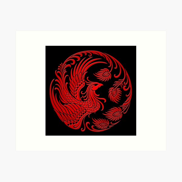 Cercle de Phoenix chinois rouge traditionnel Impression artistique