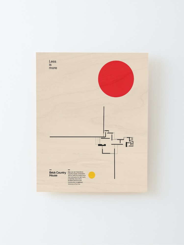 Alternate view of Brick Country House, Ludwig Mies van der Rohe, Minimal Architecture Bauhaus Design Wall Art Mounted Print