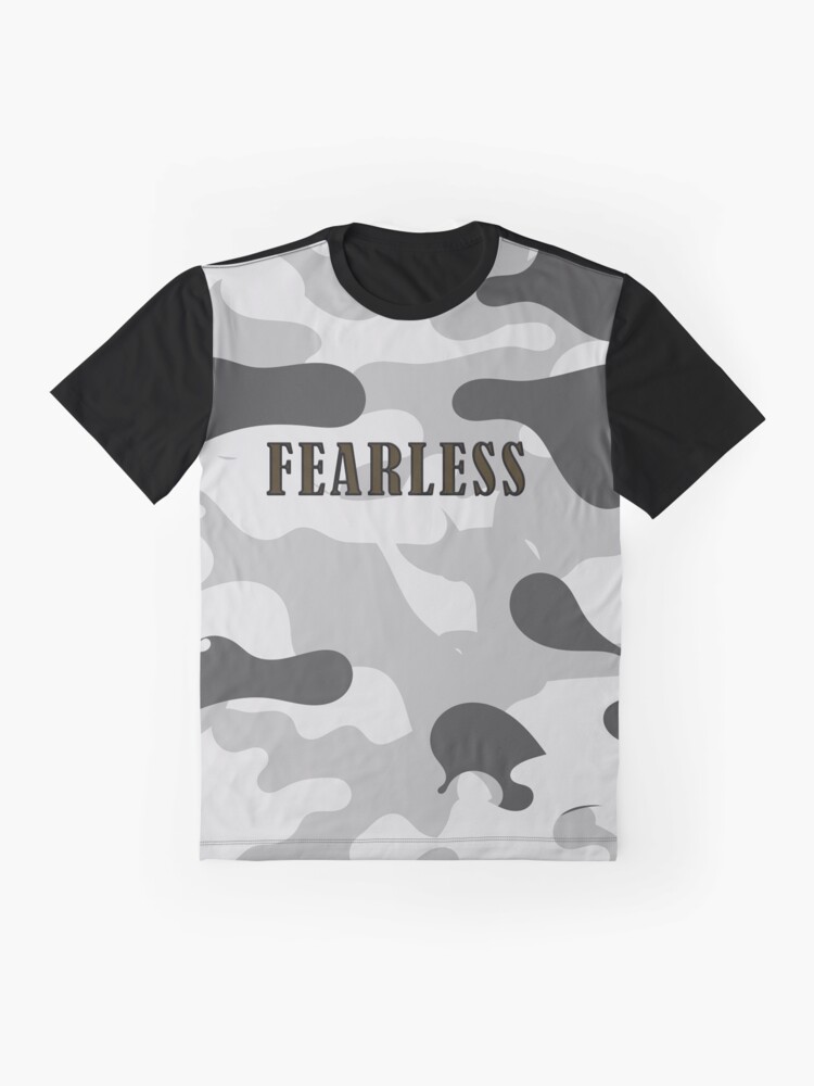 Graphic T-Shirt, Camouflage Pattern with Fearless text designed and sold by Amusingo Merch