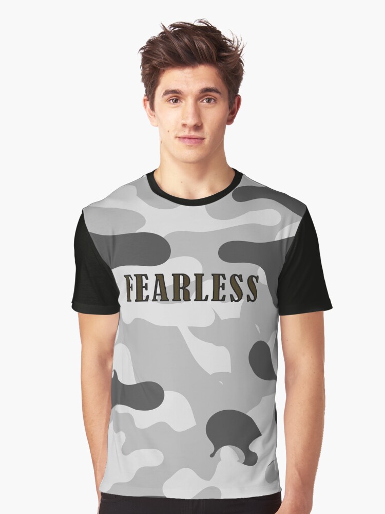 Thumbnail 1 of 5, Graphic T-Shirt, Camouflage Pattern with Fearless text designed and sold by Amusingo Merch.