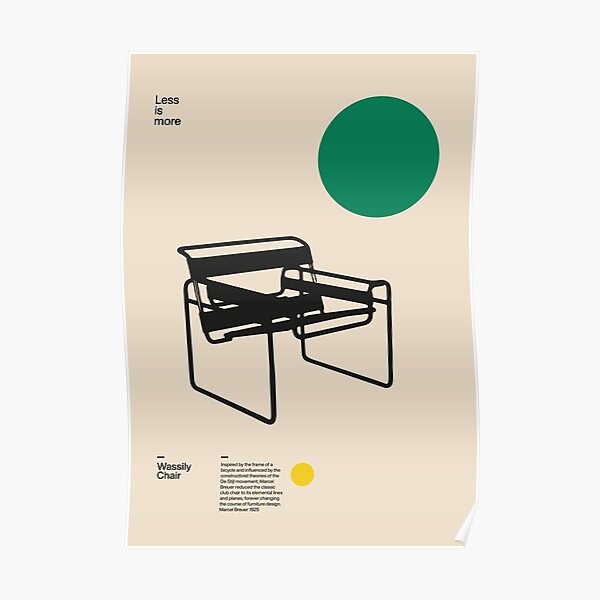 Wassily Chair, Marcel Breuer, Minimal Furniture Bauhaus Design Poster