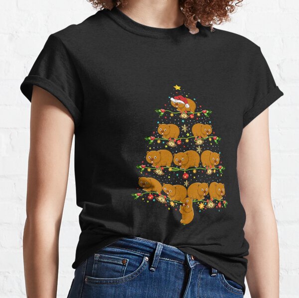 Vista previa del artículo con la obra «Árbol de Navidad Wombat Gorro de Papá Noel Wombat», diseñado y vendido por SkyCloudBlue.