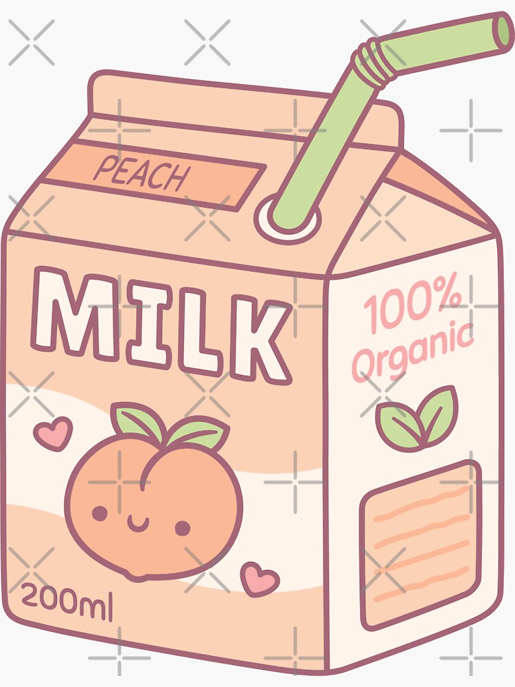 Cute Peach Milk Carton Box Sticker For Sale By Rustydoodle Redbubble