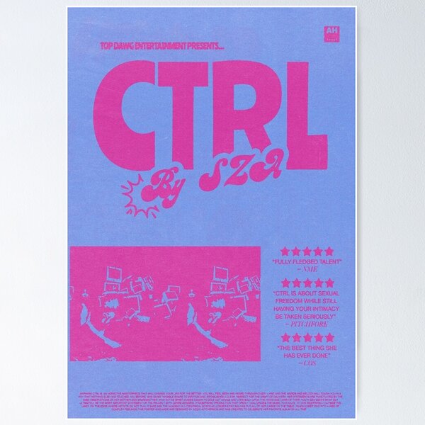 Item preview, /Album Print - Ctrl by SZA! (PinkBlue) Poster poster designed and sold by peugene.
