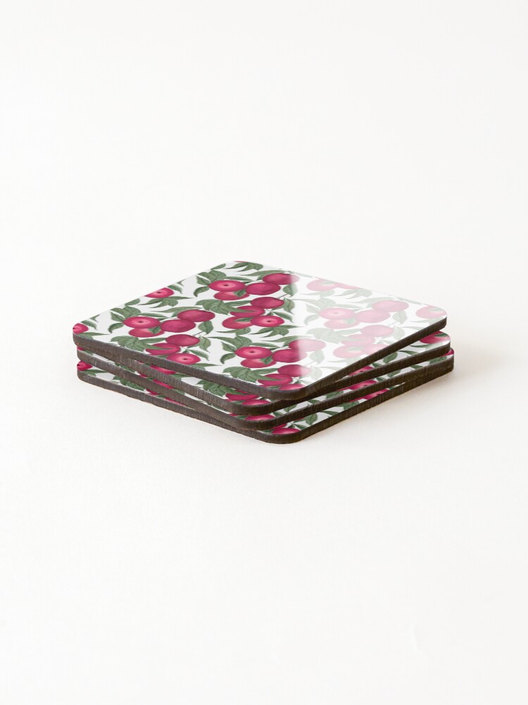 Thumbnail 4 of 5, Coasters (Set of 4), Red Apple Pattern designed and sold by TeeRayBee.