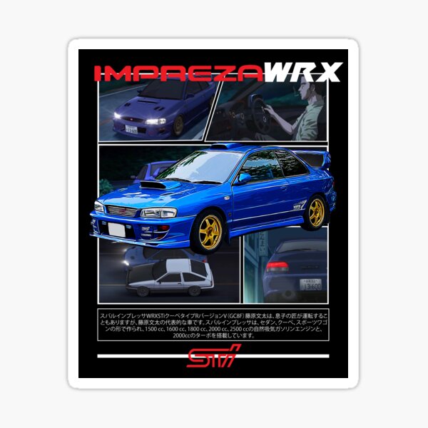 Eurobeat Intensifies Wrx Sti Coupe Type R Version Gc8f Sticker By Arvwerks Redbubble