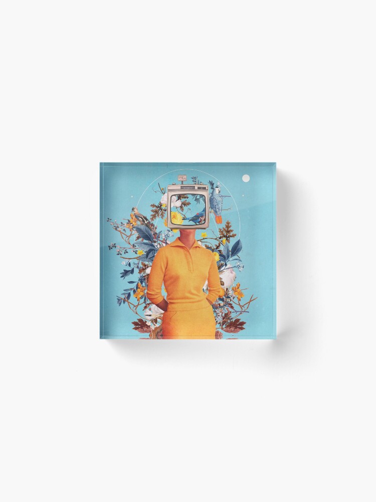 Alternate view of Don't Feed the Monitors with your Dreams Acrylic Block
