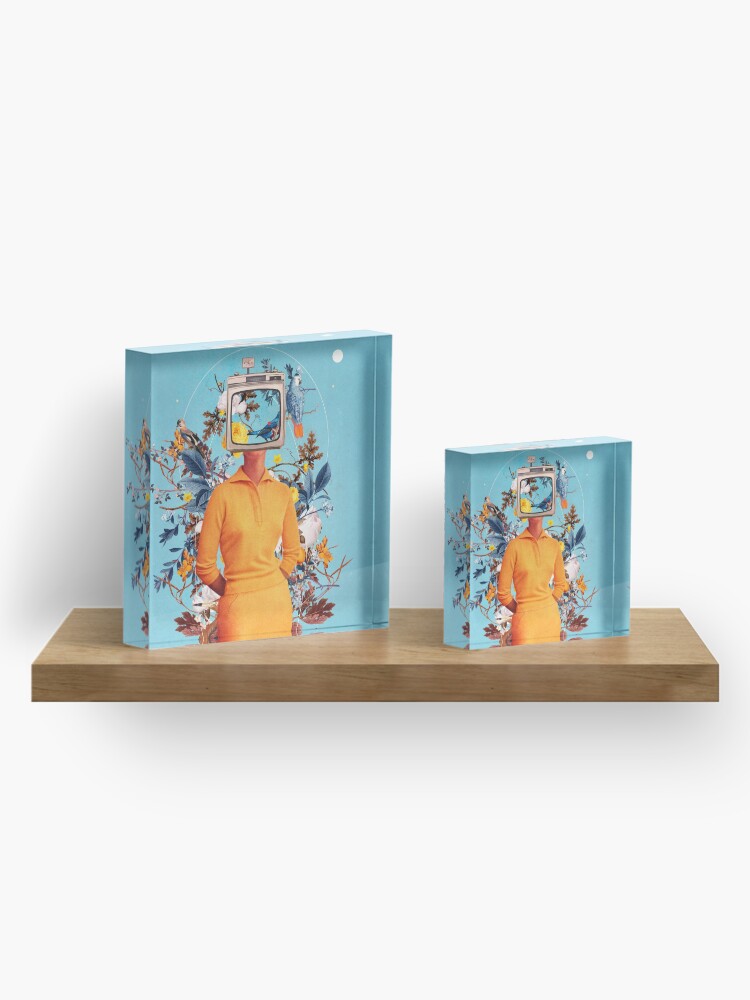 Alternate view of Don't Feed the Monitors with your Dreams Acrylic Block