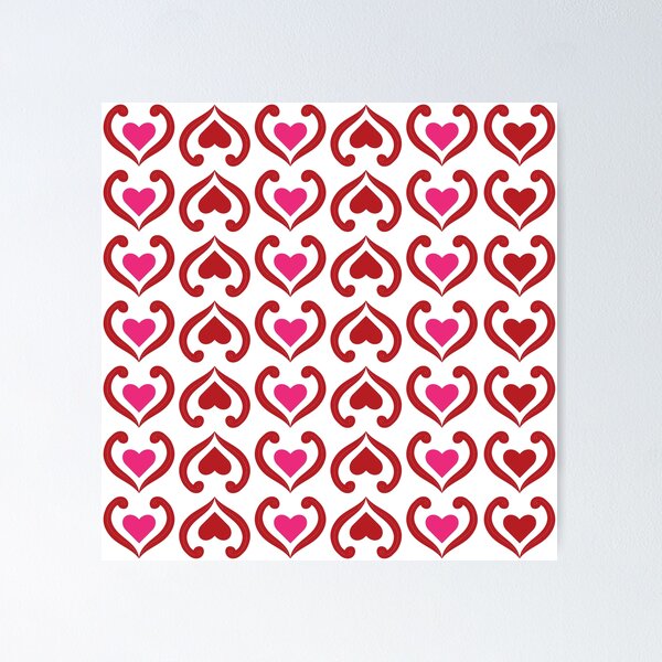 Aperçu de l'œuvre Motif répétitif coeur rose et rouge créée et vendue par KiwiandKit.
