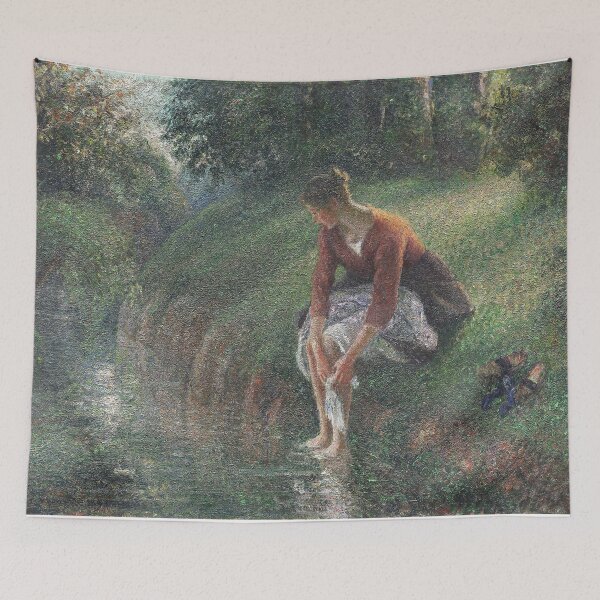 Item preview, Woman Bathing Her Feet In A Brook Painting designed and sold by FladsynnDesigns.