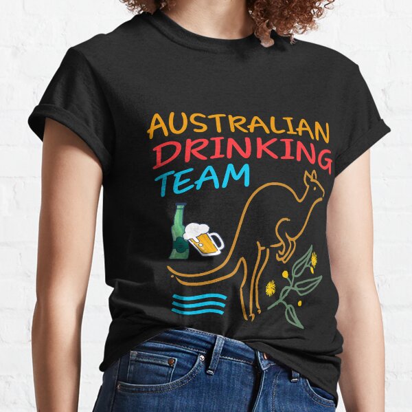 Australian Drinking Beer Team , Funny Australia Country Drink Alcohol - Design illustration  Classic T-Shirt