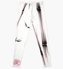 Tenderness - Sumie dry brush pen bamboo painting Leggings