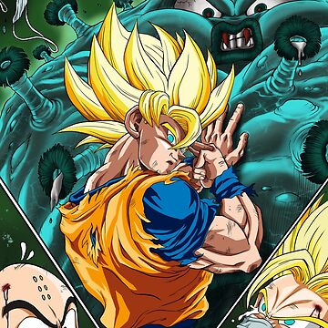 SSJ2 Goku vs Majin Vegeta - Q10Mark Canvas Print for Sale by q10mark