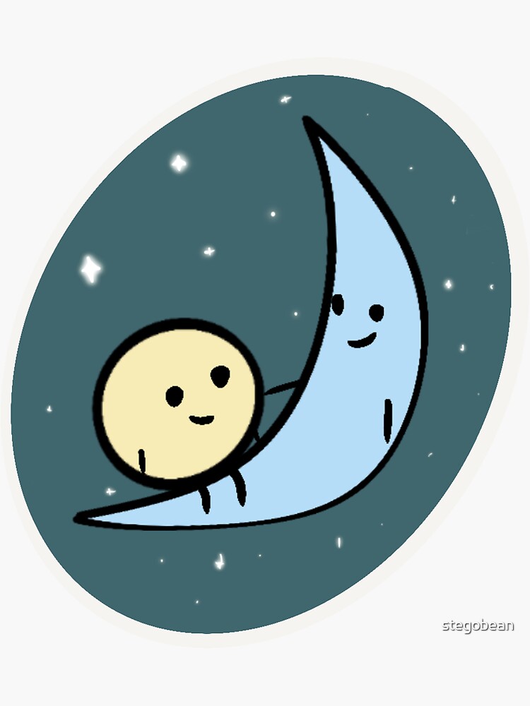 Cute Sun And Moon Design Sticker By Stegobean Redbubble cute-sun-and-moon-design-sticker-by-stegobean-redbubble