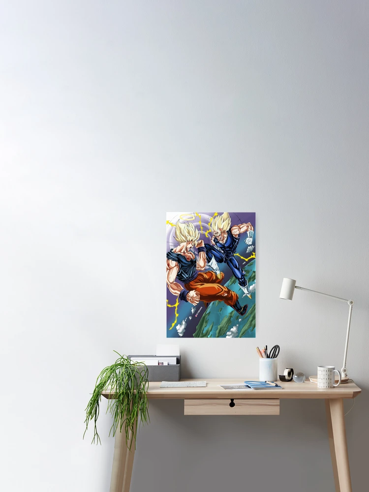 SSJ2 Goku vs Majin Vegeta - Q10Mark Canvas Print for Sale by q10mark