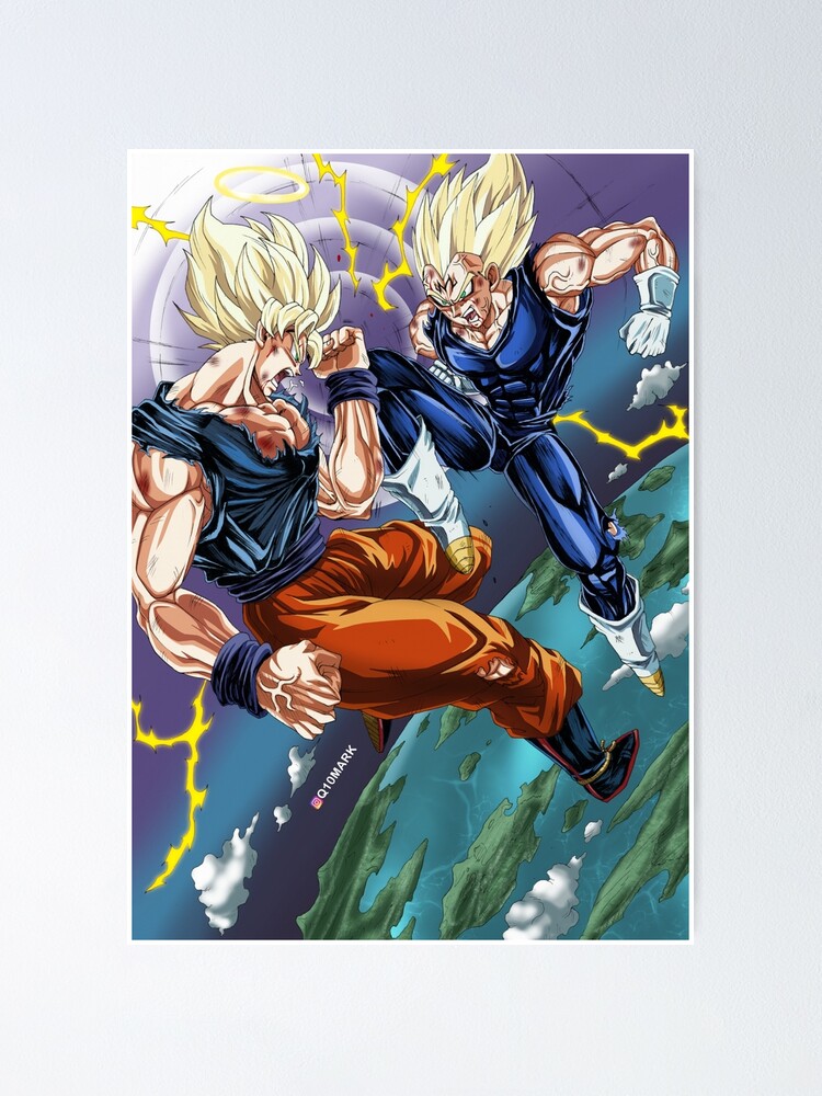 SSJ2 Goku vs Majin Vegeta - Q10Mark Poster for Sale by q10mark