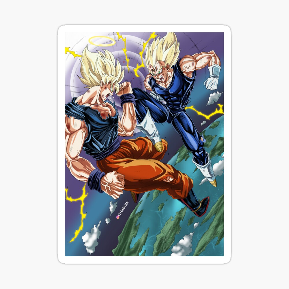 SSJ2 Goku vs Majin Vegeta - Q10Mark Poster for Sale by q10mark