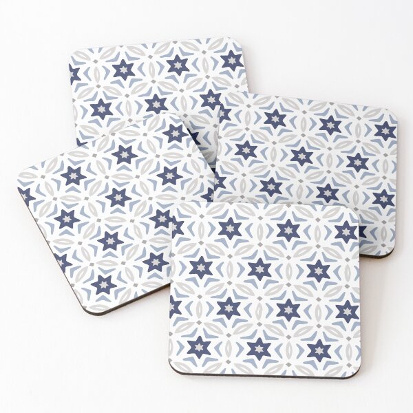 Item preview, Islamic Geometric Pattern in pale blue and blue designed and sold by ZamZamDesign.