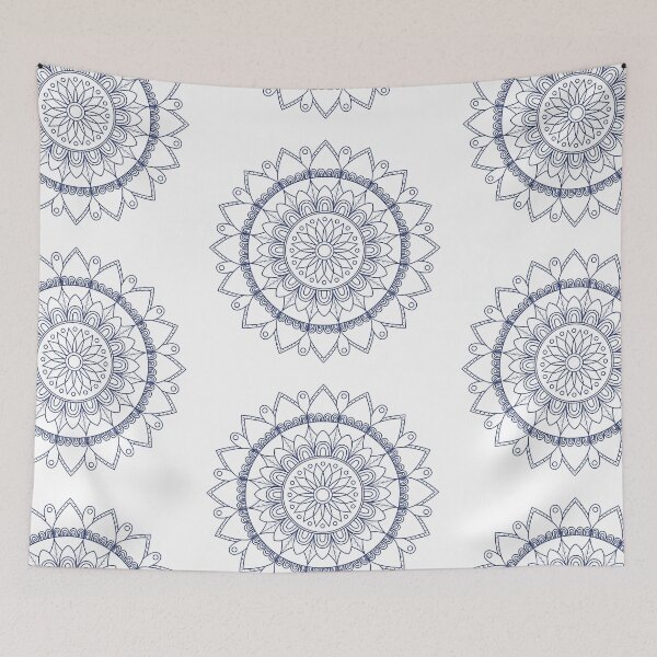 Artikelvorschau, Dunkelblaue Mandala-Blume entworfen und verkauft von Graphixmax.