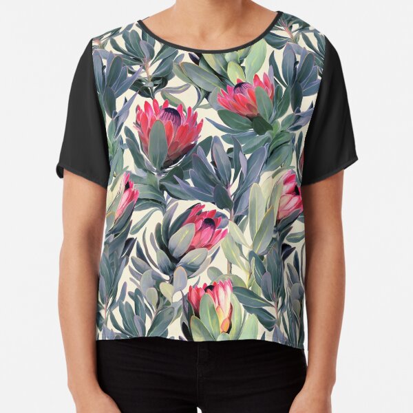 Painted Protea Pattern Chiffon Top