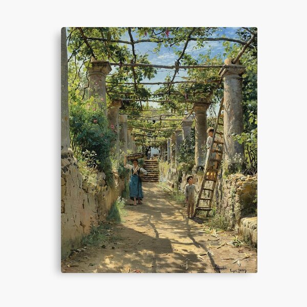 Peder Mørk Mønsted (1859-1941): In the Shadow of an Italian Pergola, 1884, oil on canvas Canvas Print